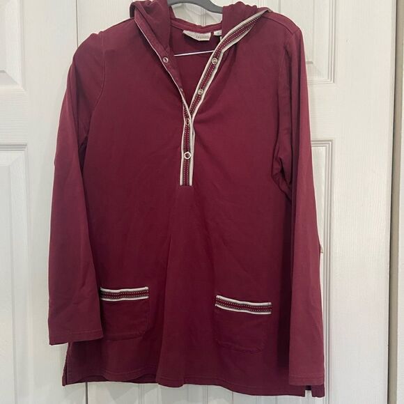 Sport Savvy women’s snap button burgundy jacket size small cream rivets size M - Picture 10 of 12